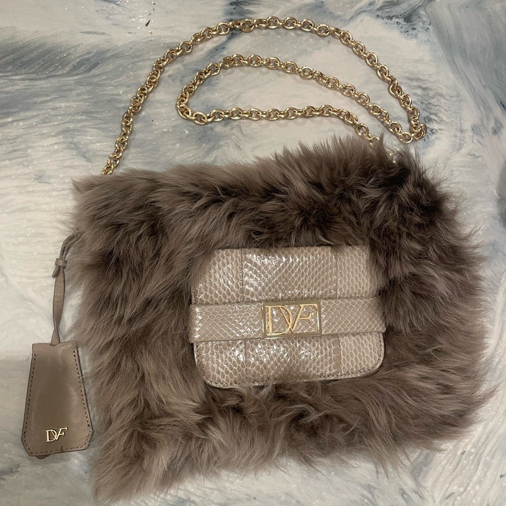 DVF LAMBS WOOL CROSS BODY CLUTCH